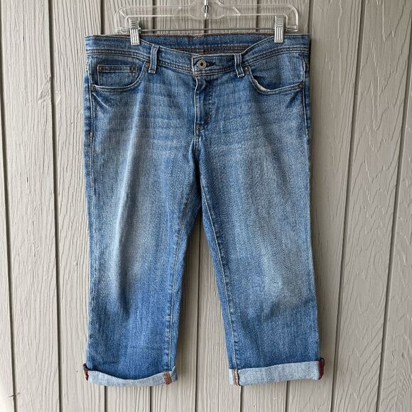Y2K Polo Ralph Lauren Stretch Jeans Size 8 Cropped Denim Mid-Rise - Picture 1 of 8